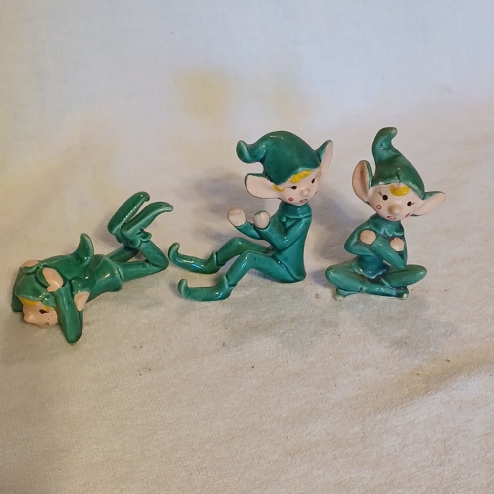 Charming Green Elf Figurines Set 1950's Japan
